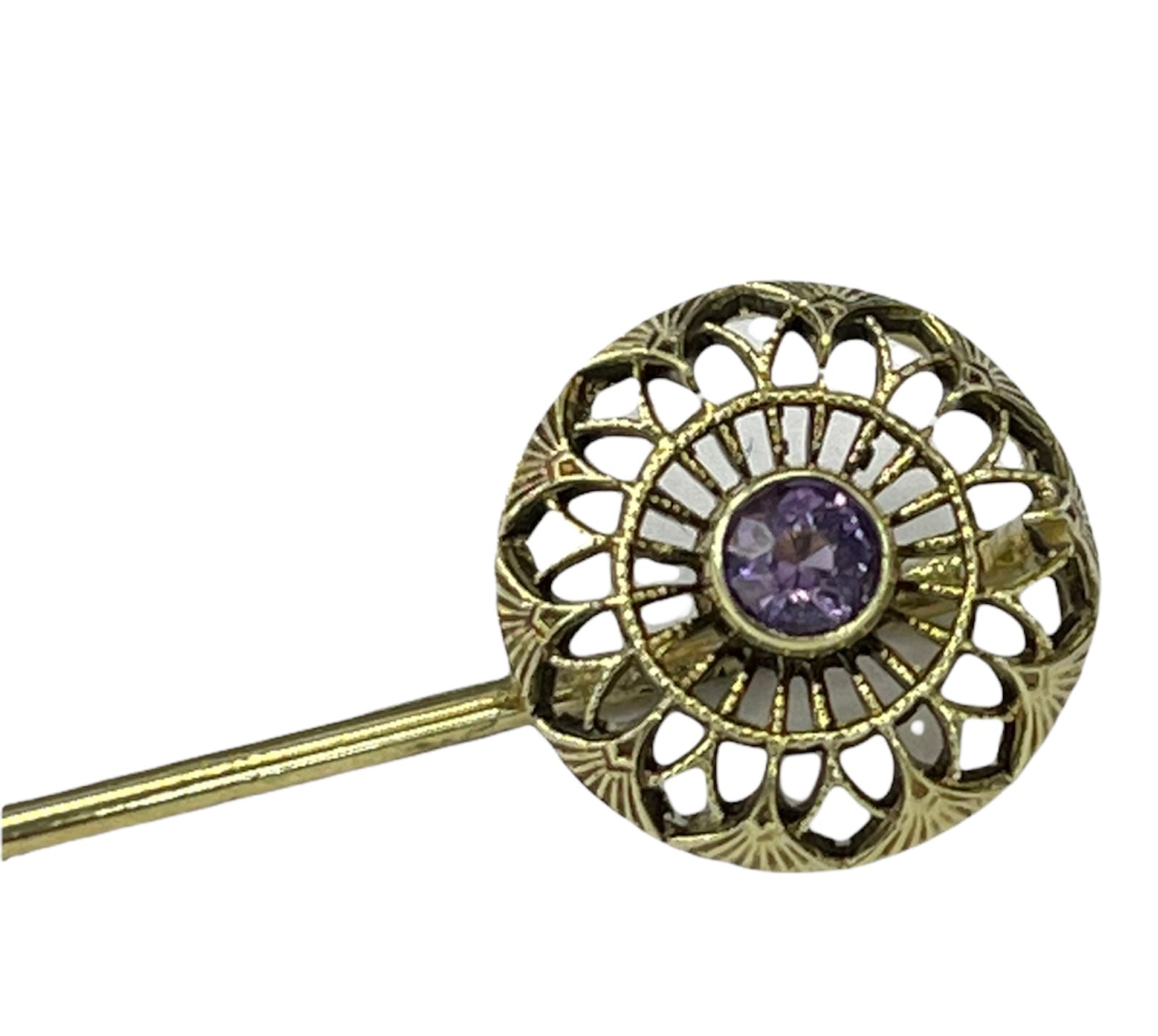 Women's Vintage Pin Yellow Gold with Amethyst Accents