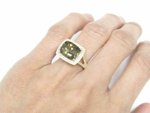4.09 TCW Radiant Green Tourmaline & Diamond Ring 14k Yellow Gold Size 7