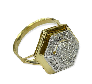 Round Brilliants Octagon Diamond Ring Yellow Gold 18kt