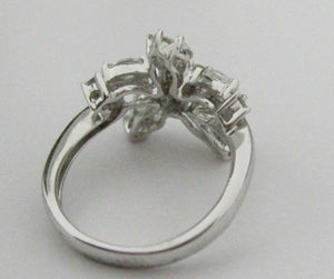 1.22 Tcw Round and MArquise Diamond Cluster Star Cocktail Ring Size 6 G SI2 18kt
