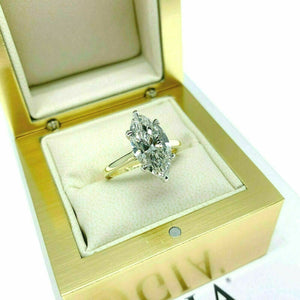 3.01 Carats GIA J SI1 Marquise Diamond UnderHalo Solitaire Wedding Ring 18K Plat