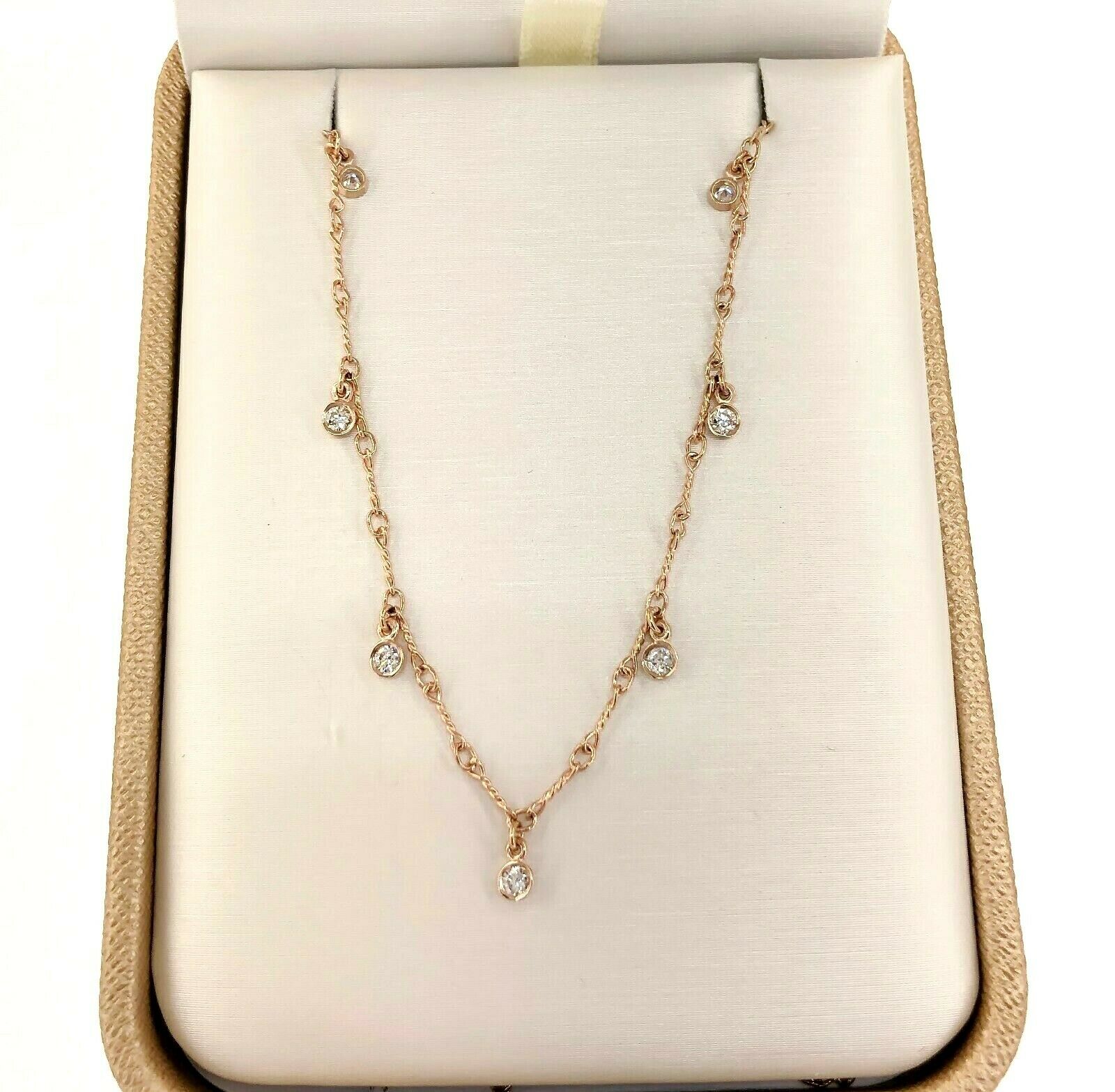 0.38 Carats t.w. Hand Assembled Dangling Diamond by The Yard Necklace Chain 14K