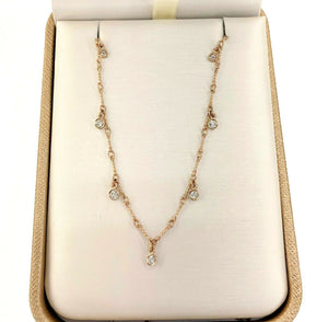 0.38 Carats t.w. Hand Assembled Dangling Diamond by The Yard Necklace Chain 14K