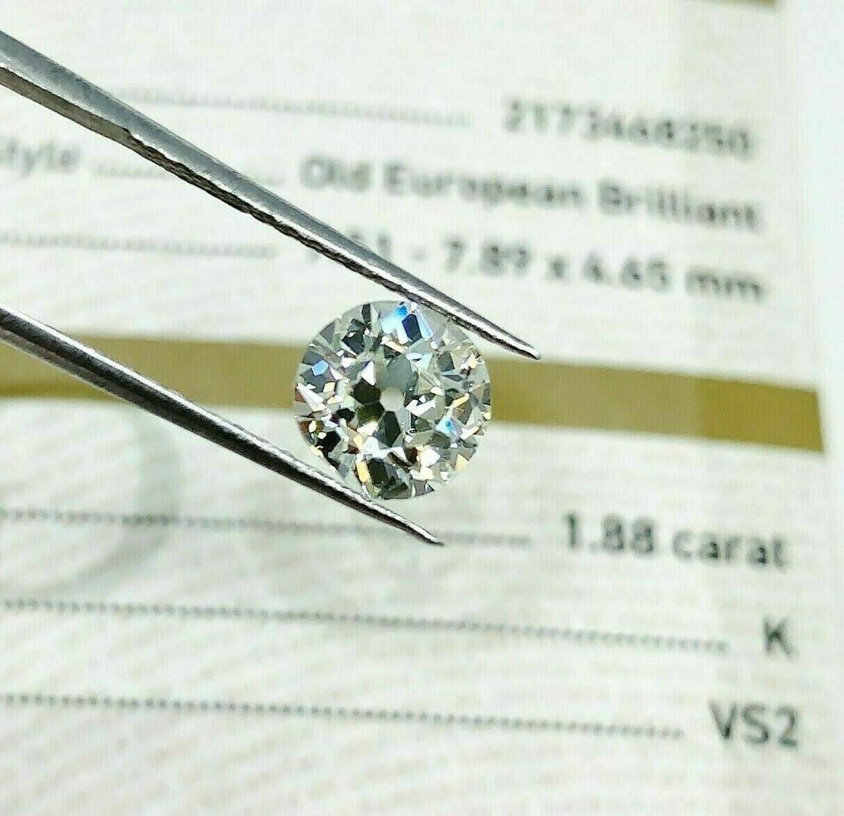 Loose GIA Diamond 1.88 Carats GIA Old European Cut Diamond GIA Certified K VS2