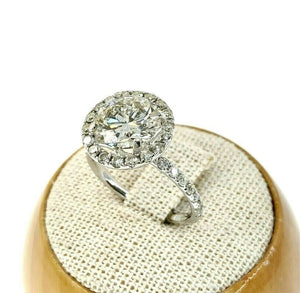 $23,000 Retail 3.41 Carats EGLRound Diamond Halo Wedding Ring Set 2.24 ct Center