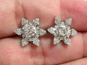 1.65 TCW Baguettes & Rounds Star Shape Diamond Earrings G SI-1 18k White Gold