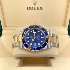 Rolex 41mm Ceramic Blue Submariner Date 18K Yellow Gold & Steel Watch Ref 126613