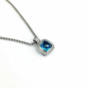 David Yurman Albion Diamond and Topaz Pendant with DY 14K and Sterlin Chain 16in