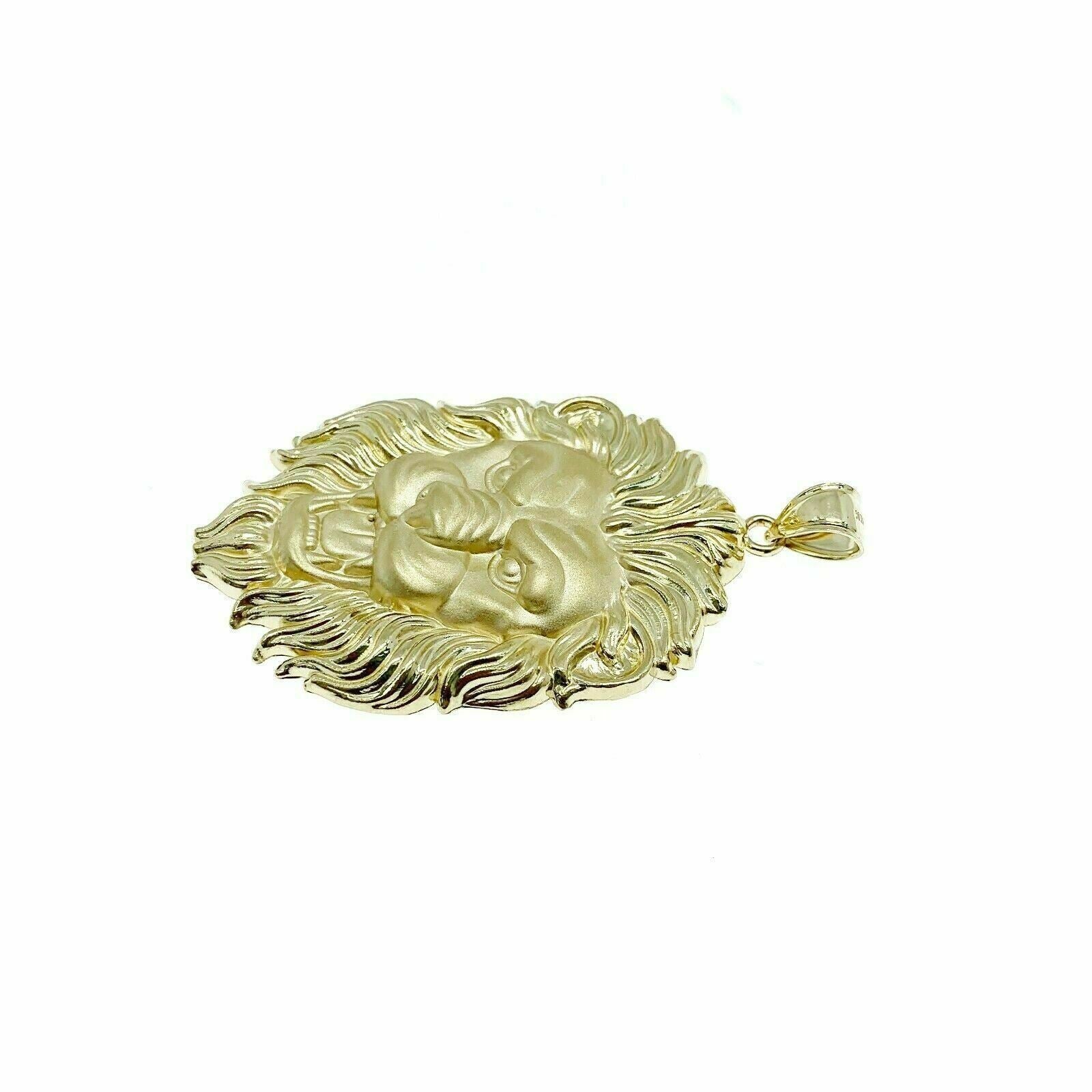 Custom Made Lion's Mane Pendant Solid 14K Yellow Gold 2.90 x 1.60 Inches