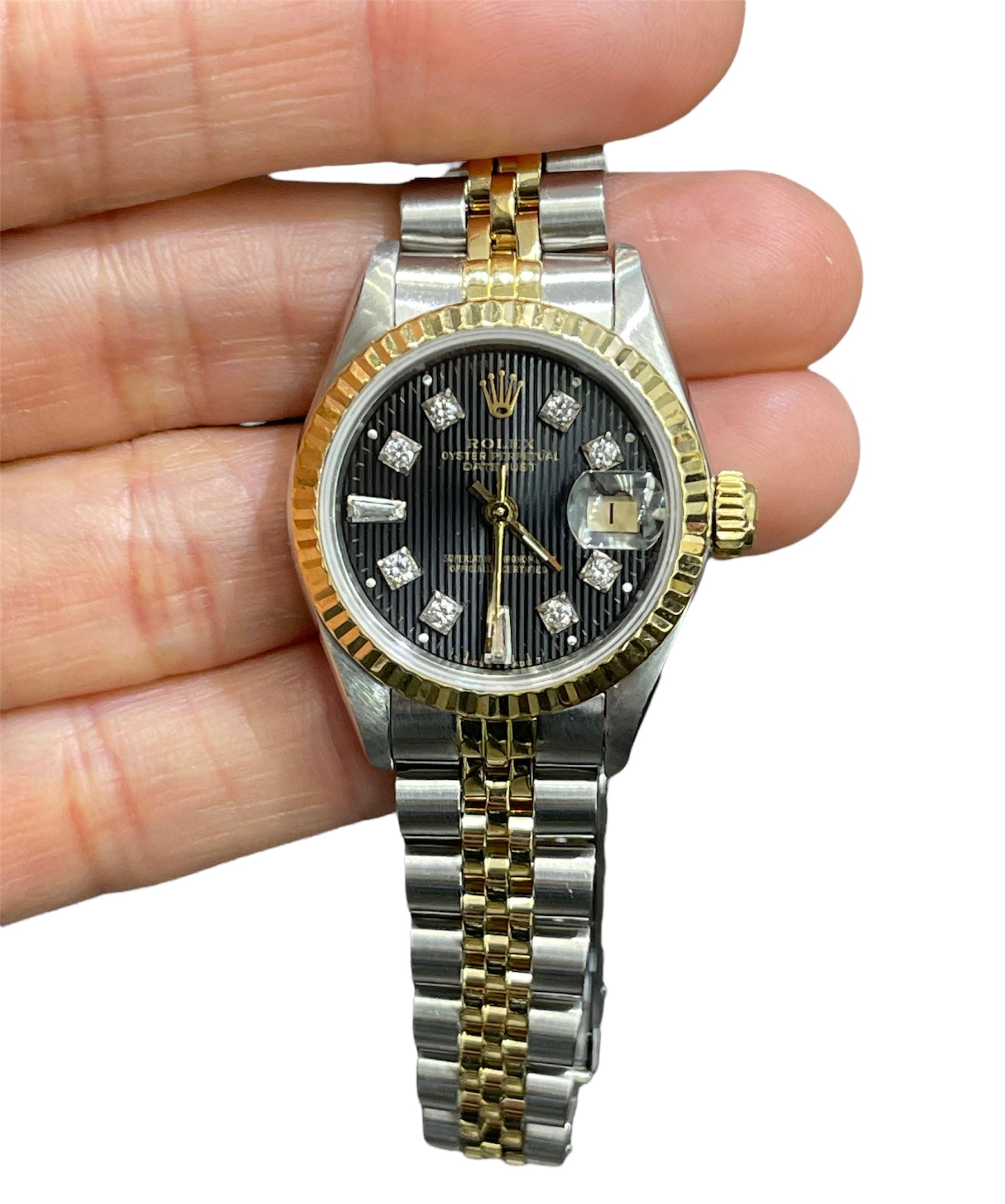 Rolex 26MM Datejust Lady's Watch Custom Diamond Dial Ref 69173