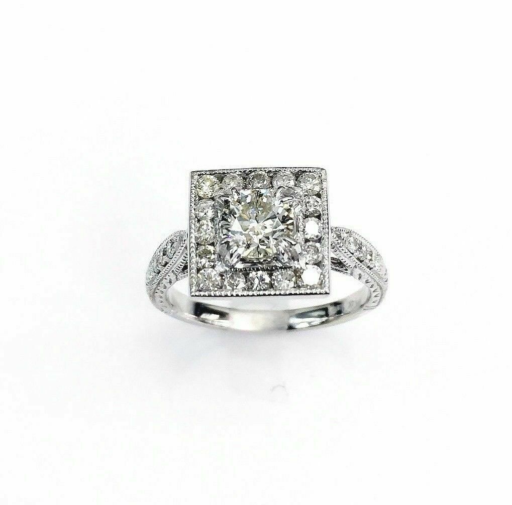 .66Ct Center Round Cut Diamond Engagement Ring Art Nouveau Engraved 14k K SI2