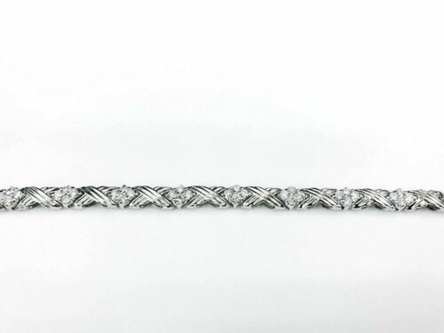 2.04 tcw Cross Cluster Round Cut Diamond Bracelet in 14K White Gold