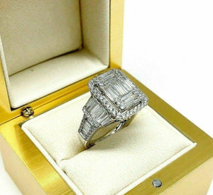 1.98 Carats Diamond Wedding Anniversary Ring Large Invisible Set Halo Center