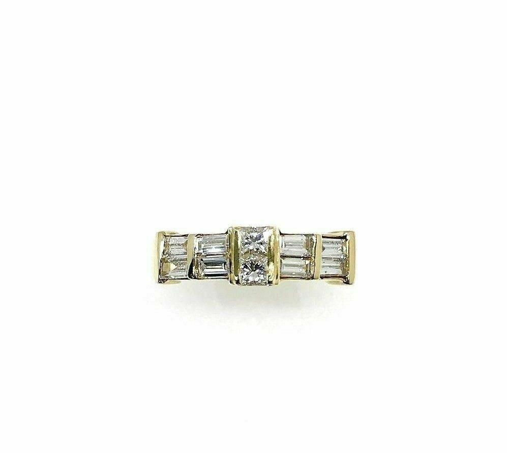 0.90 Carat t.w. Baguette and Princess Diamond Anniversary Ring 14K Yellow Gold