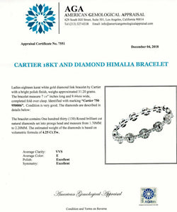 Cartier Himalia Bracelet 4.25 Carats E VVS Diamond Bracelet 18K White Gold