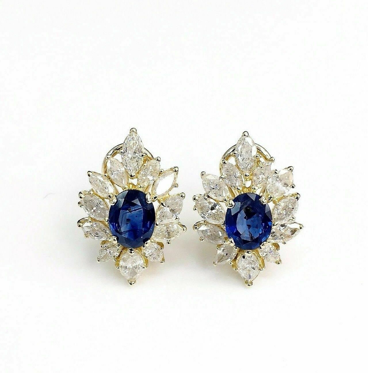 5.13 Carats t.w. Marquise Diamond and Sapphire Cocktail Dinner Earrings 14KGold