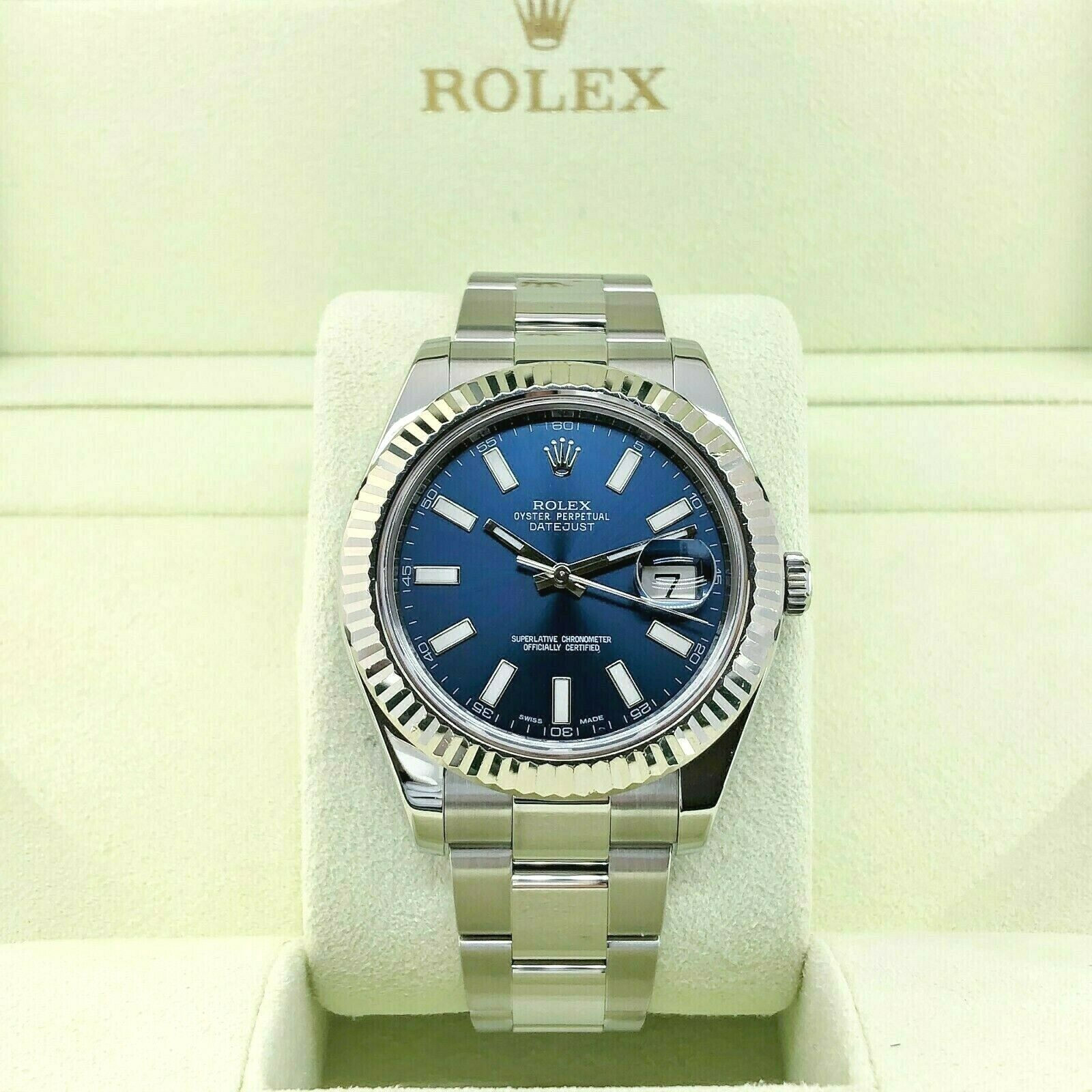 Rolex 41MM Datejust II Watch 18K Gold Fluted Bezel Stainless Steel Ref 116334