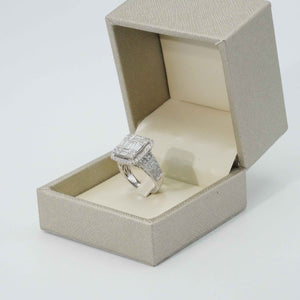 Diamond Wedding Anniversary Ring 2.51 Carats Large Invisible Set Halo Center 18K