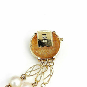 18K Yellow Gold Vintage Pearl with Amazing Enamel Work Bracelet Italian Made