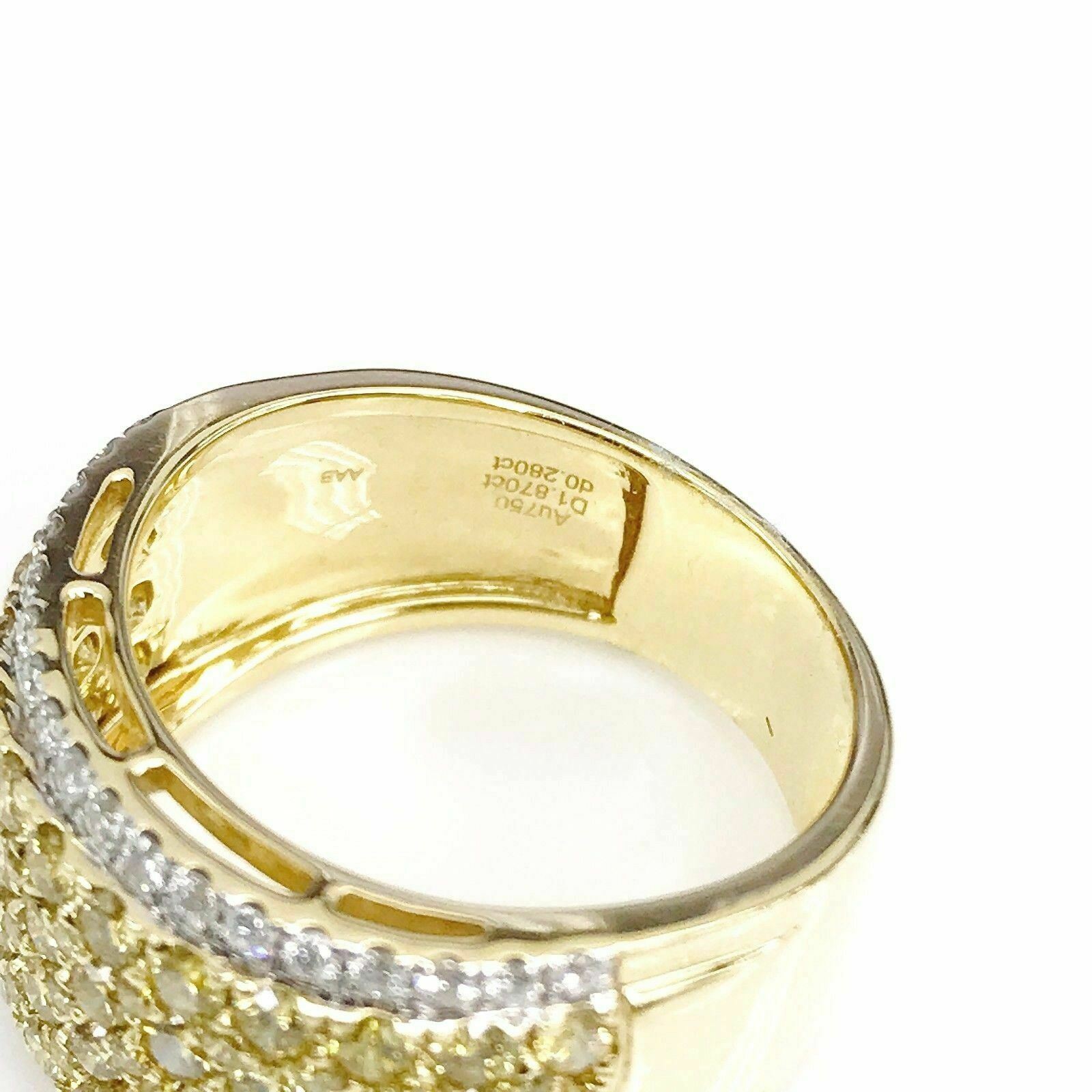 2.15 Carats t.w. Fancy Yellow and White Diamond Anniversary Ring 18 Karat Gold