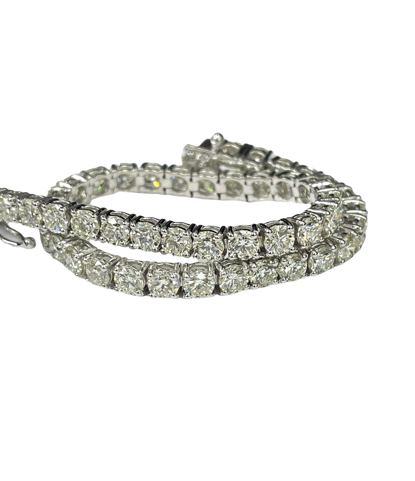 Round Brilliants Diamond Tennis Bracelet 8.79 Carats White Gold