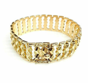18K Yellow Gold Vintage Bracelet 0.70 Inch Wide 7.50 Inches