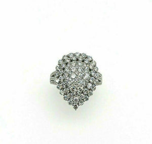 2.63 Carat t.w. Pear Shaped Diamond Halo Wedding Ring 18K Gold Custom Made