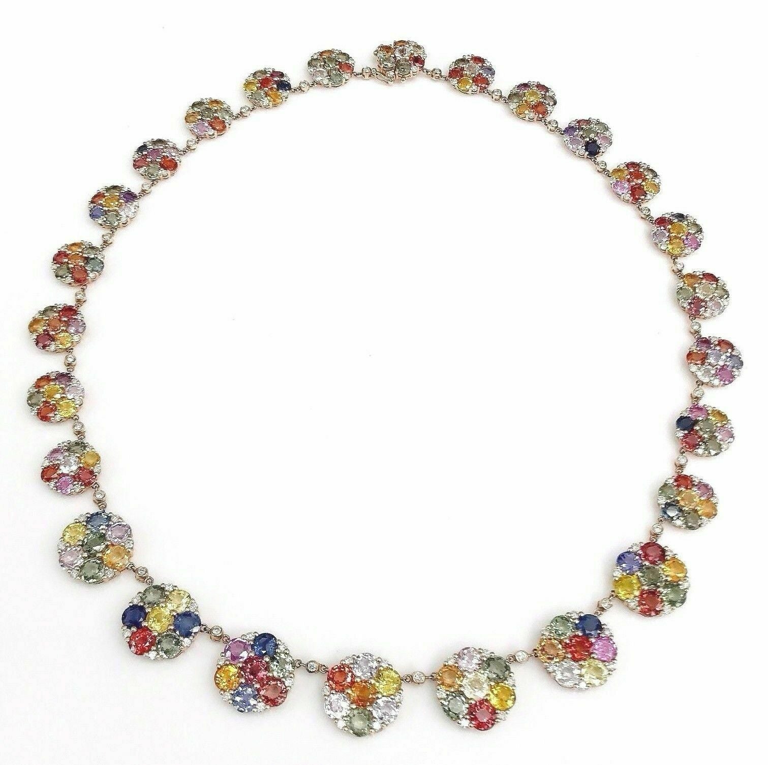 89.50 Carats t.w. Diamond and Rainbow Sapphire Dinner Necklace 14K Rose Gold