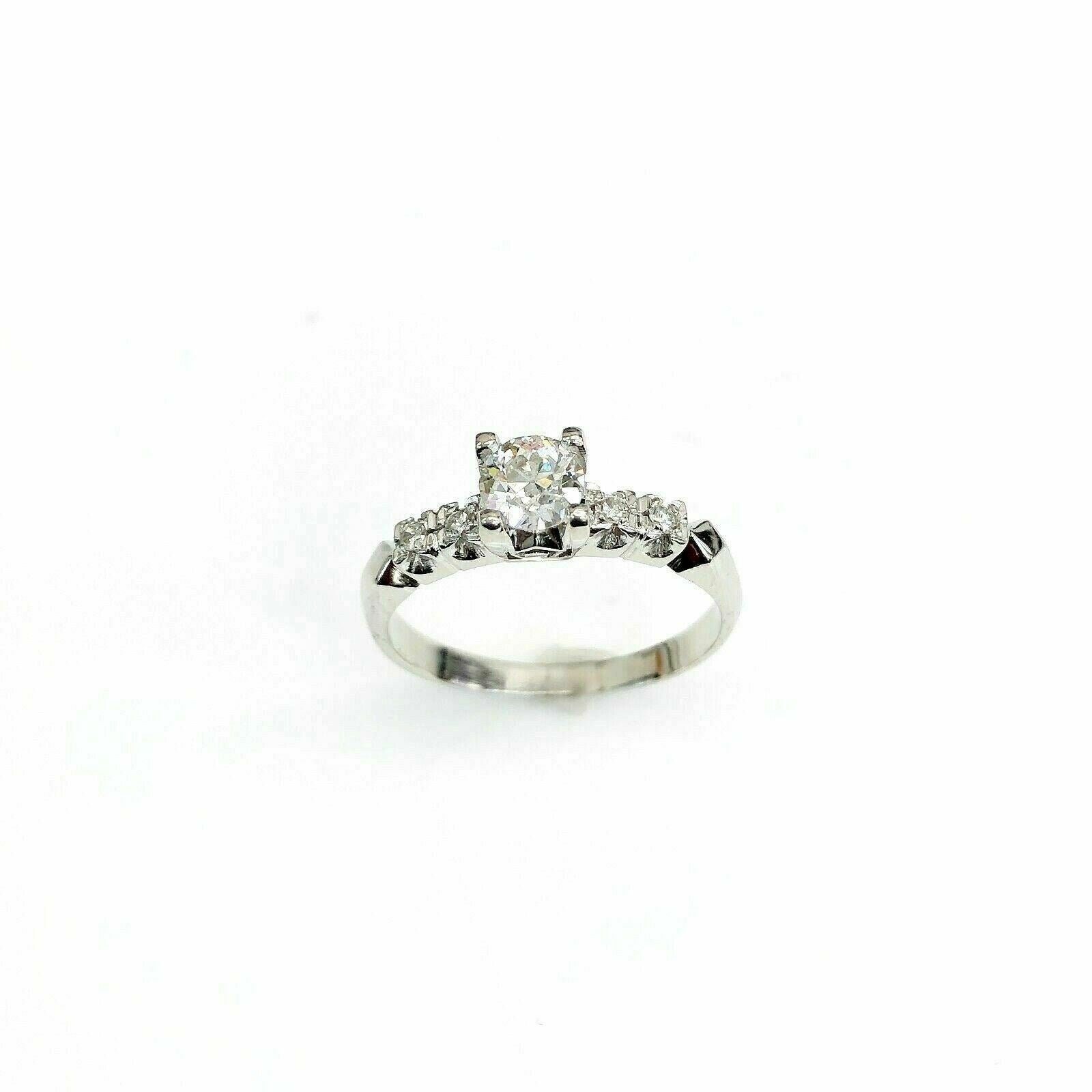 Antique Platinum Diamond Wedding Ring Circa 1950's 0.55 Carat t.w.