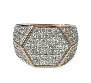 Unisex Round Brilliants Micro Pave Diamond Ring Size 10 Rose Gold