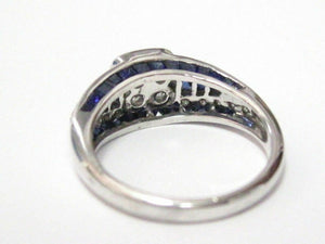 1.80 TCW Natural Blue Sapphire & Diamond Accents Ring Size 8 18kt White Gold