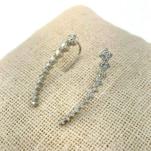 0.58 Carats t.w. Diamond Crawler Earrings 14 Karat White Gold 1.10 Inch Length