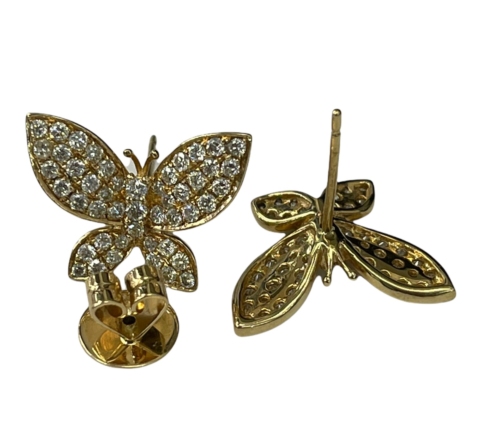 Butterfly Round Brilliant Diamond Earring Yellow Gold 18kt