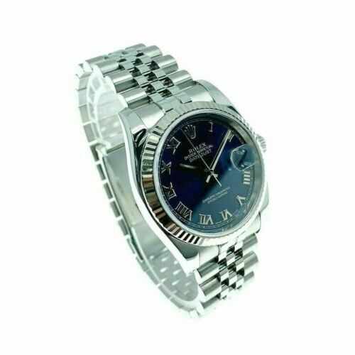 Rolex 36MM Datejust Watch 18K Gold/Stainless Ref # 116234 Factory Blue Dial