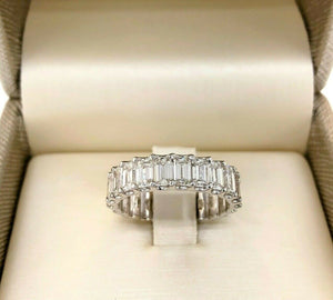 5.35 Carats tw Emerald Cut Diamond Eternity Wedding Anniversary Band 18K Gold