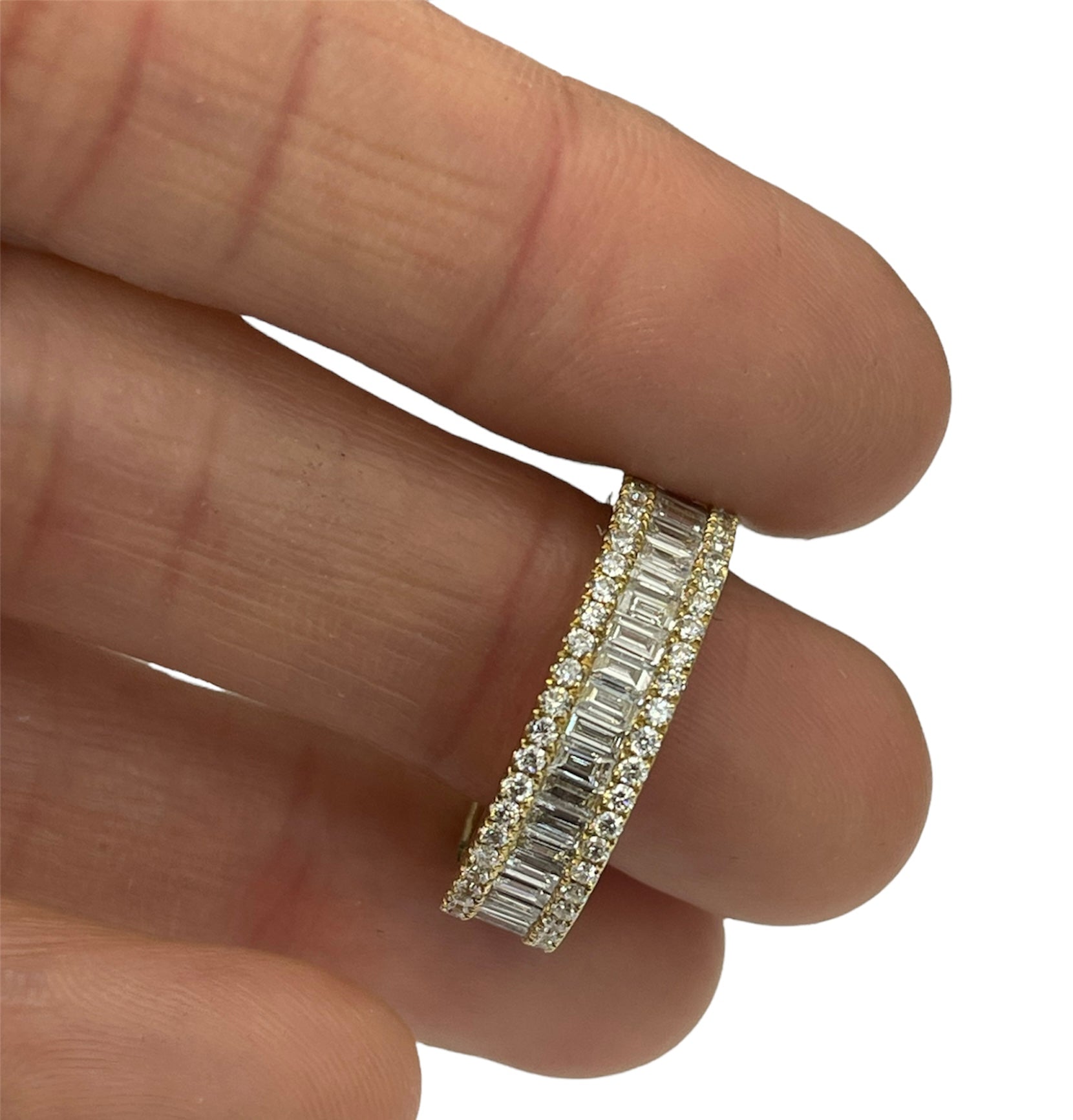 Baguette Eternity Diamond Ring Yellow Gold 18kt Size 6.5