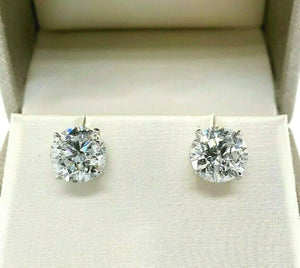 5.97 Carats t.w. Round Brilliant E - Color Diamond Stud Earrings 14K White Gold