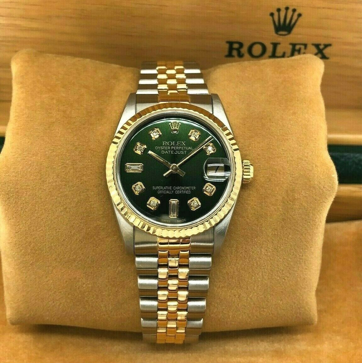 Rolex Midsize 31mm Datejust Diamond Dial 18K Yellow Gold Stainless