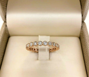 1.14 Carats t.w. Diamond Stack/Eternity Ring 14K Rose Gold Round Diamonds