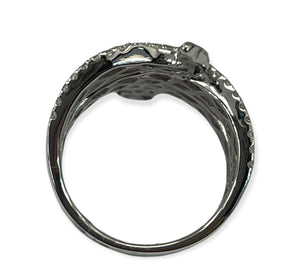 Baguettes and Round Brilliants Snake Diamond Ring White Gold 18kt