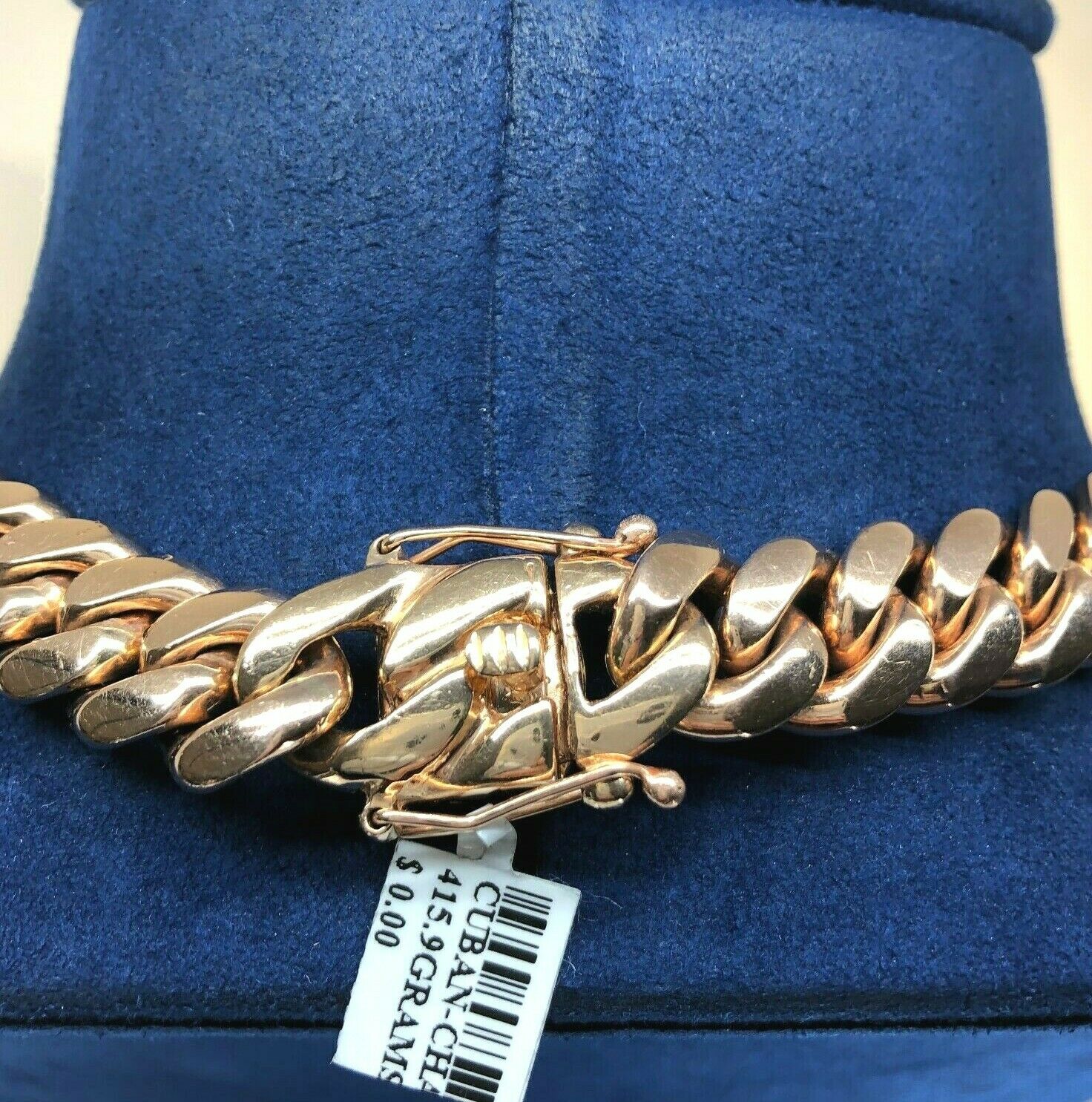 Men's Solid 14 Karat Rose Gold Cuban Link Necklace Chain 416 Grams - 14mm