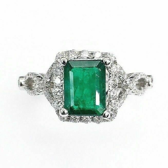 2.06 Carats t.w. Diamond and Emerald Ring Emerald is 1.39 Carats May Birthstone