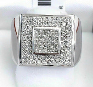 1.15 Carats t.w. Diamond Custom Made Mens Ring 14K White Gold 13.5 Grams New