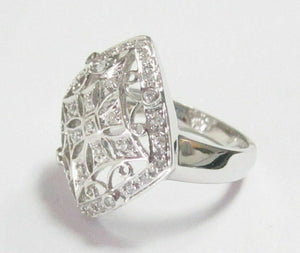 .50 TCW Art-Deco Round Cut Diamond Cocktail Ring Size 7 G SI1 14k White Gold