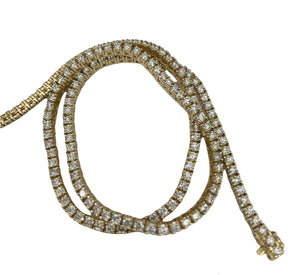 Round Brilliant Eternity Tennis Diamond Necklace 15.32 Carats Yellow Gold
