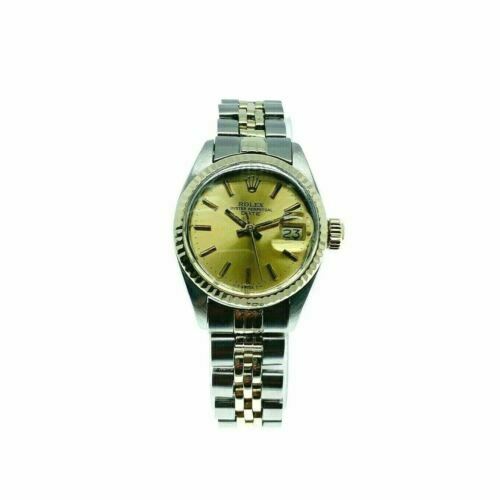 Vintage Rolex 26 MM Lady Date 14 Karat Yellow Gold Steel Watch Ref # 6917 1970's
