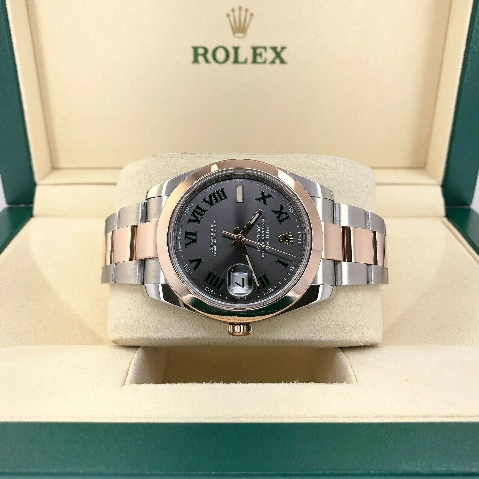 Rolex 40MM Wimbedon Datejust II Watch 18K Rose Gold Stainless Steel Ref 126301
