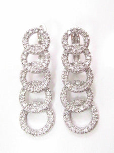 .60 TCW 5 Circles Dangling Round Diamond Earrings G SI1 14k White Gold Push Back