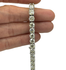 18.01 Carats Diamond Tennis Bracelet Round Brilliant 14K White Gold