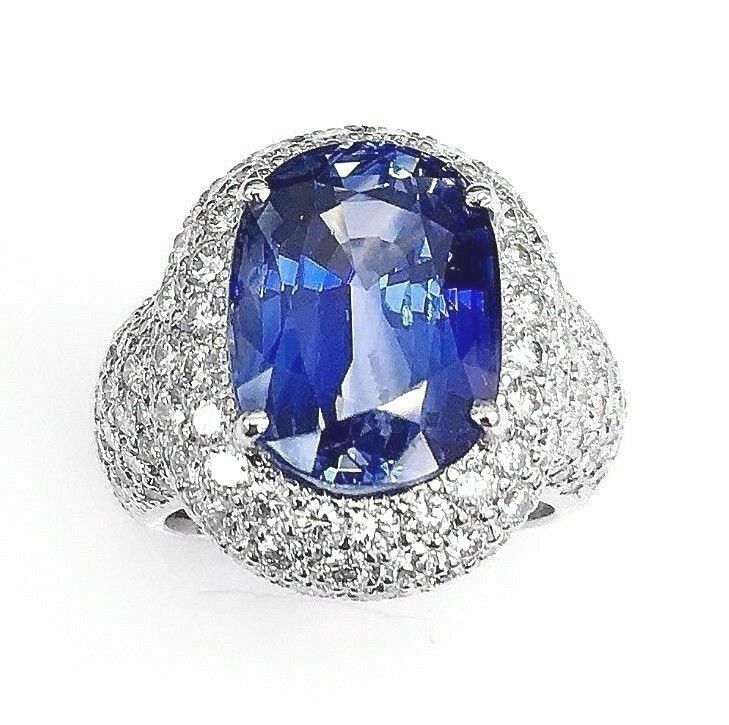 Custom Made 16.18 Carats t.w. GIA Ceylon Sapphire and Diamond Celebration Ring